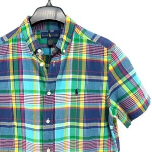 Ralph Lauren Boys XL(18-20) Pre-Owned Short Sleeve Plaid Button Down Shirt Multi